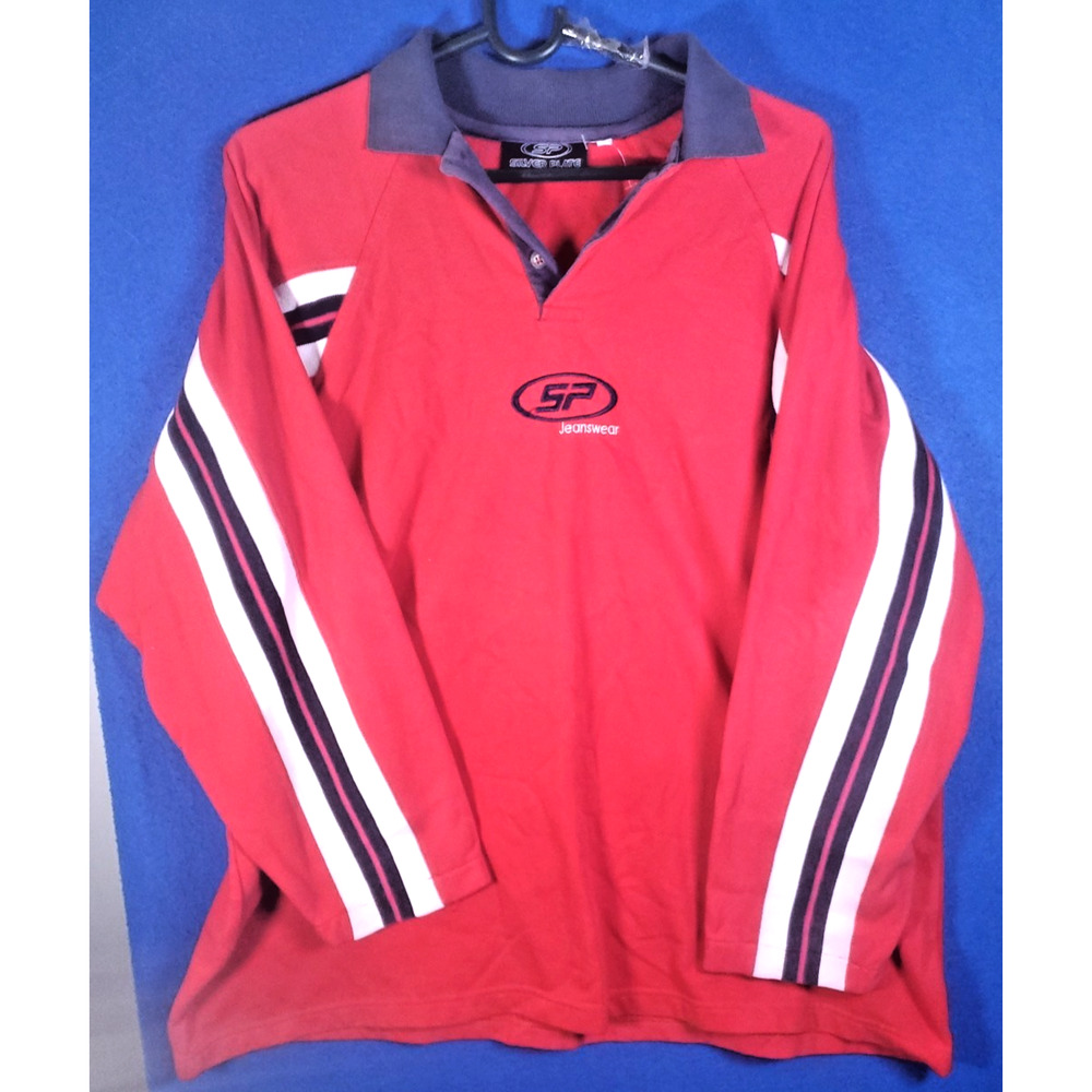 Vintage South Pole Rugby Shirt XL Red Y2K Streetwear SP Jeanswear Hip Hop